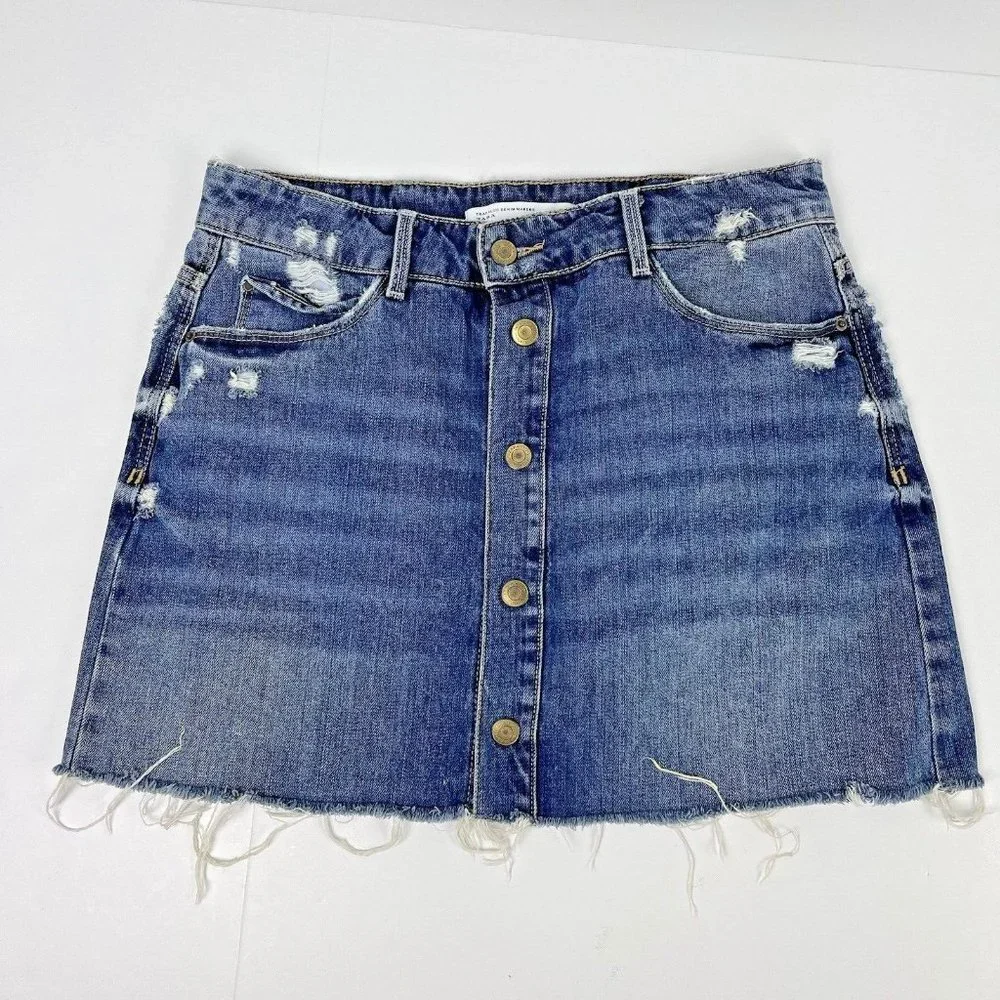 Zara Trafaluc Denim Skirt Womens Size Medium‎ Button Up Y2K 90's Cutoff